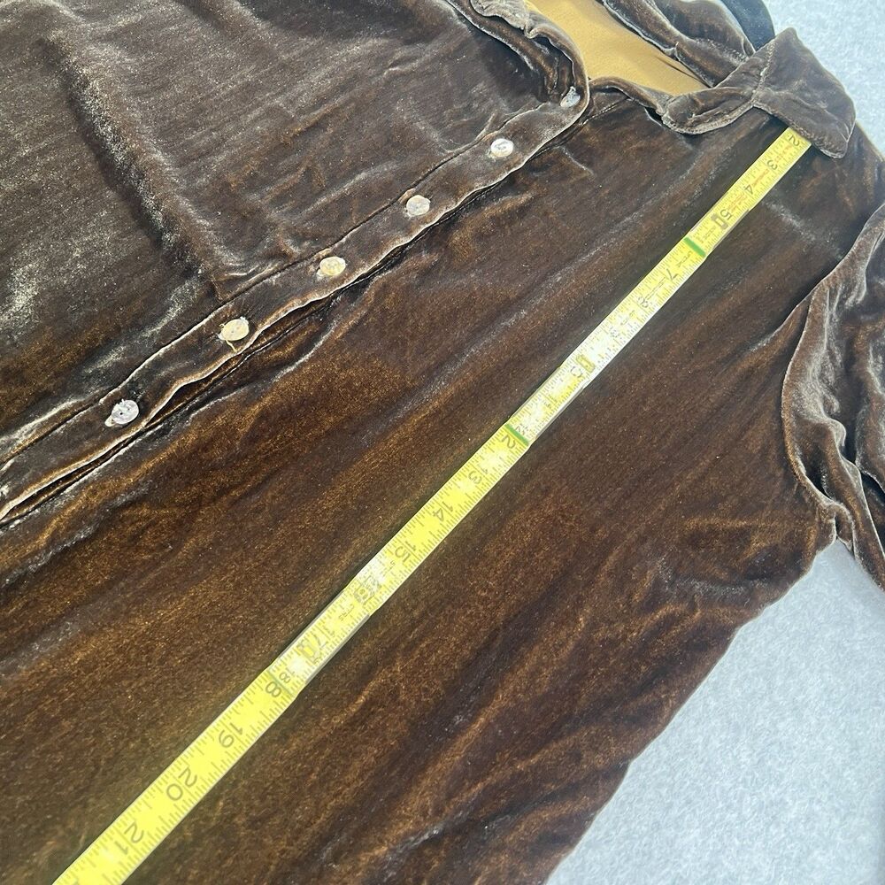 Cut Loose Velvet Easy Shirt Tunic Top Large Brown Silk Rayon Button lagenlook - Picture 10 of 13